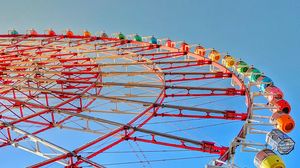 Preview wallpaper ferris wheel, attraction, booths, construction, colorful