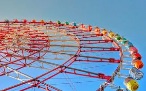 Preview wallpaper ferris wheel, attraction, booths, construction, colorful