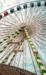 Preview wallpaper ferris wheel, attraction, bottom view, sky