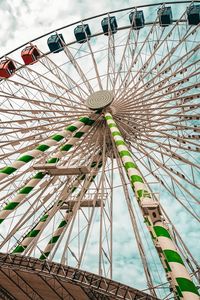 Preview wallpaper ferris wheel, attraction, bottom view, sky