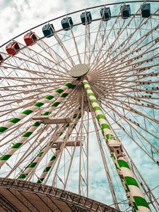 Preview wallpaper ferris wheel, attraction, bottom view, sky