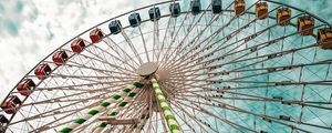 Preview wallpaper ferris wheel, attraction, bottom view, sky