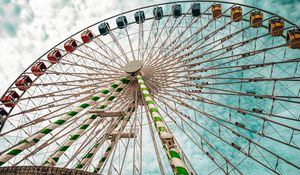 Preview wallpaper ferris wheel, attraction, bottom view, sky