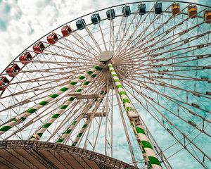 Preview wallpaper ferris wheel, attraction, bottom view, sky