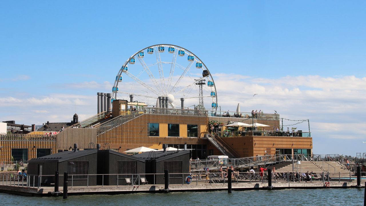 Wallpaper ferris wheel, attraction, building, water