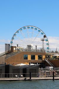 Preview wallpaper ferris wheel, attraction, building, water