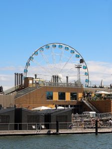 Preview wallpaper ferris wheel, attraction, building, water