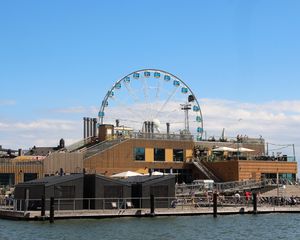 Preview wallpaper ferris wheel, attraction, building, water