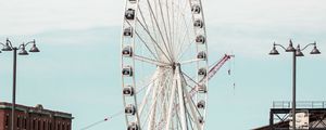 Preview wallpaper ferris wheel, attraction, buildings, parking