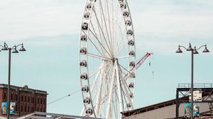 Preview wallpaper ferris wheel, attraction, buildings, parking
