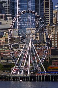 Preview wallpaper ferris wheel, attraction, buildings