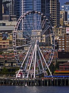 Preview wallpaper ferris wheel, attraction, buildings