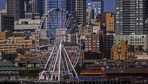 Preview wallpaper ferris wheel, attraction, buildings