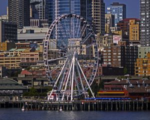 Preview wallpaper ferris wheel, attraction, buildings