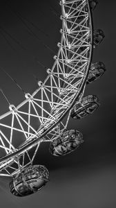 Preview wallpaper ferris wheel, attraction, bw, design, metal