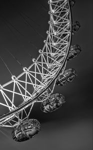 Preview wallpaper ferris wheel, attraction, bw, design, metal