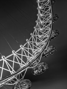 Preview wallpaper ferris wheel, attraction, bw, design, metal