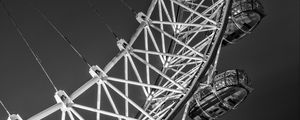 Preview wallpaper ferris wheel, attraction, bw, design, metal