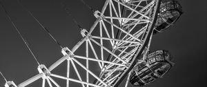 Preview wallpaper ferris wheel, attraction, bw, design, metal