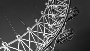 Preview wallpaper ferris wheel, attraction, bw, design, metal