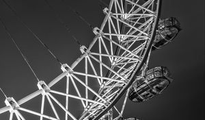 Preview wallpaper ferris wheel, attraction, bw, design, metal