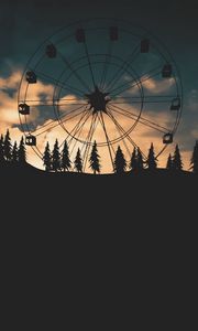 Preview wallpaper ferris wheel, attraction, cabs, evening