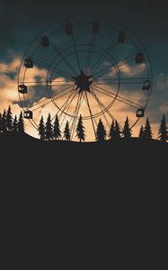 Preview wallpaper ferris wheel, attraction, cabs, evening