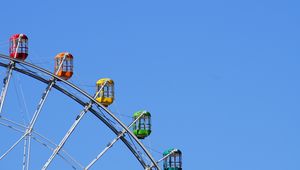 Preview wallpaper ferris wheel, attraction, cabs, multicolored