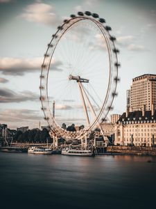 Preview wallpaper ferris wheel, attraction, city, dock