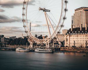 Preview wallpaper ferris wheel, attraction, city, dock