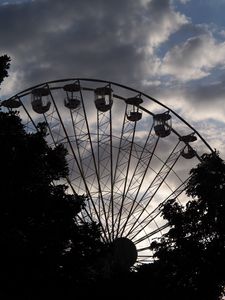 Preview wallpaper ferris wheel, attraction, city, trees