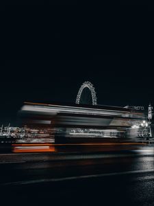 Preview wallpaper ferris wheel, attraction, city, long exposure