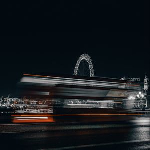 Preview wallpaper ferris wheel, attraction, city, long exposure