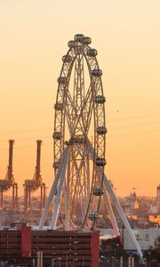 Preview wallpaper ferris wheel, attraction, city, port, sunset