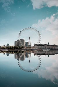 Preview wallpaper ferris wheel, attraction, city, water, reflection