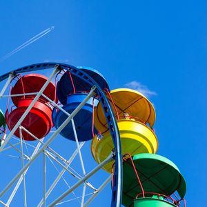 Preview wallpaper ferris wheel, attraction, colorful, booths