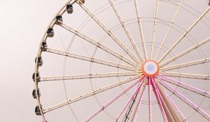 Preview wallpaper ferris wheel, attraction, construction, pink, aesthetics