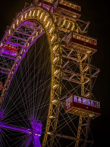 Preview wallpaper ferris wheel, attraction, construction, backlight, dark