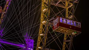 Preview wallpaper ferris wheel, attraction, construction, backlight, dark