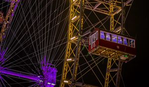 Preview wallpaper ferris wheel, attraction, construction, backlight, dark