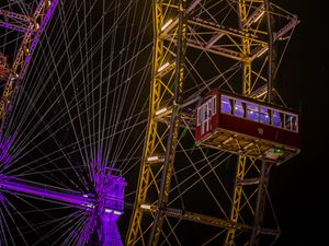 Preview wallpaper ferris wheel, attraction, construction, backlight, dark