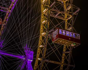 Preview wallpaper ferris wheel, attraction, construction, backlight, dark