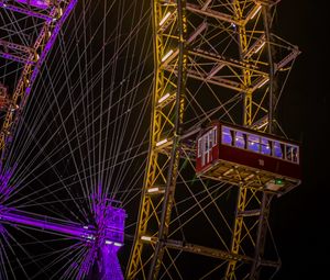 Preview wallpaper ferris wheel, attraction, construction, backlight, dark