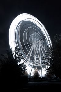 Preview wallpaper ferris wheel, attraction, freezelight, night, black and white