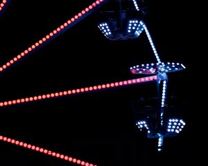 Preview wallpaper ferris wheel, attraction, lights, neon, cabins, night