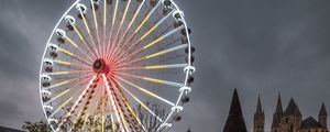 Preview wallpaper ferris wheel, attraction, neon, reflection, pond