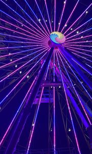 Preview wallpaper ferris wheel, attraction, neon, glow