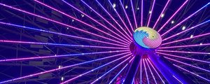 Preview wallpaper ferris wheel, attraction, neon, glow