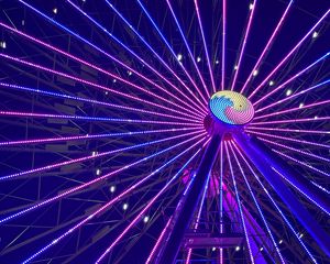 Preview wallpaper ferris wheel, attraction, neon, glow