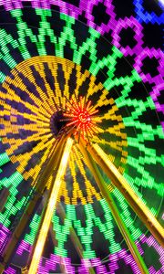 Preview wallpaper ferris wheel, attraction, neon, light, long exposure